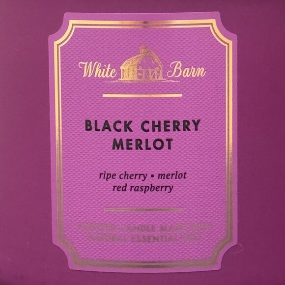 BBW Black Cherry Merlot White Barn Bath & Body Works 3 Wick Candle - Picture 3 of 10